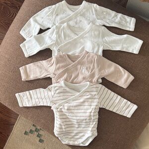 Soft Baby Bodysuit Trio - White, Cream, Tan